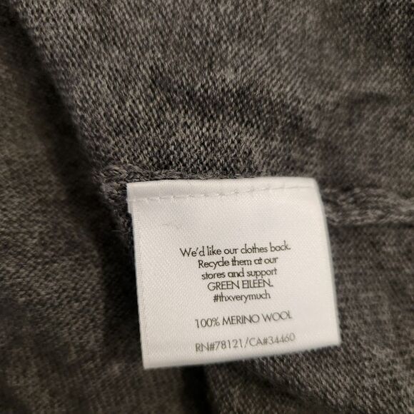 Eileen Fisher Gray 100% Merino Wool V-Neck Tunic Sweater | Size L - Picture 5 of 8